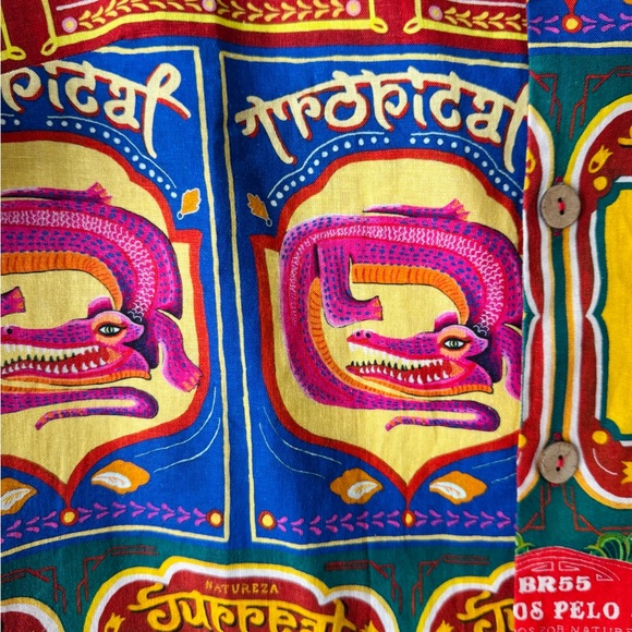 Farm Rio Graphic Scalloped Mini Shirt Dress, Size L - Picture 11 of 14